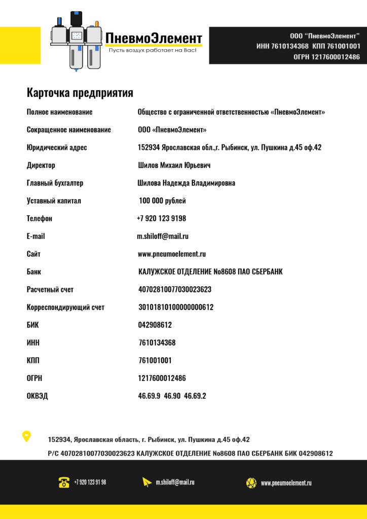 РЕКВИЗИТЫ КОМПАНИИ